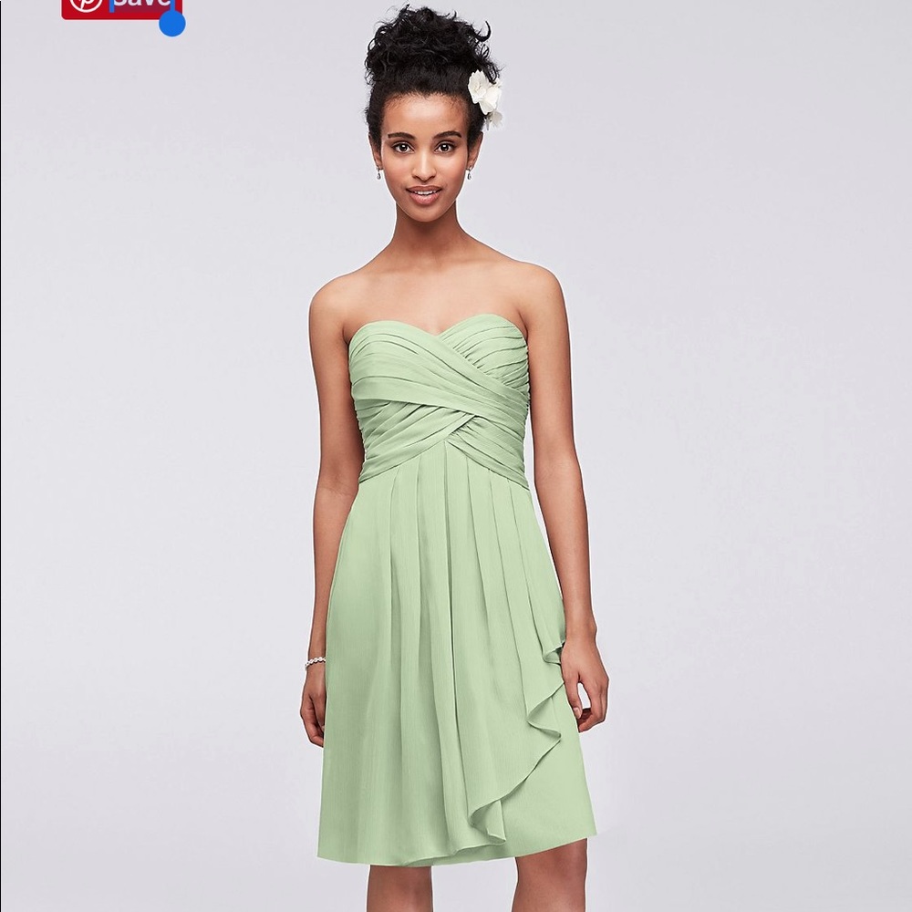 David’s Bridal Short Crinkle Chiffon Dress Meadow